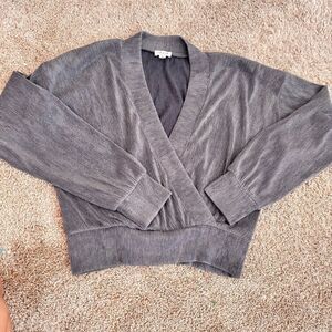 Lelis Collection heathered grey long sleeved rib knit sweater - S
